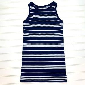 Athleta navy and white striped racer back stretchy tank S EUC